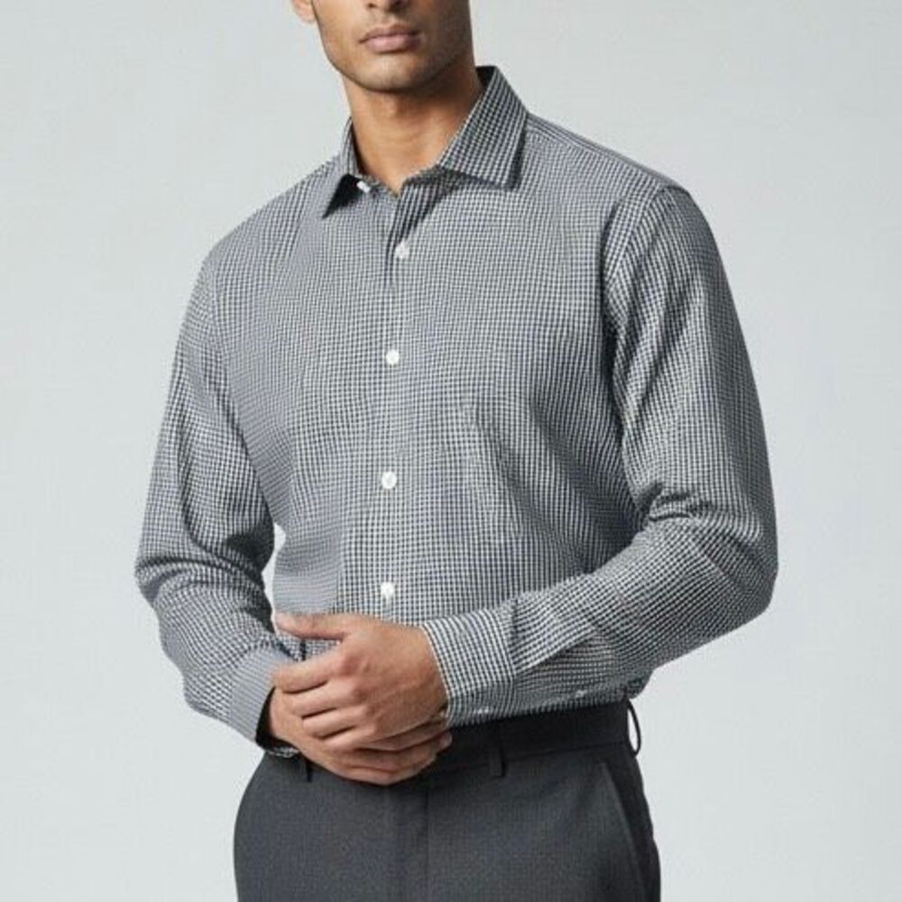 Buttoned Down 16 33 Black White Gingham Shirt Preppy Classic Professional Party